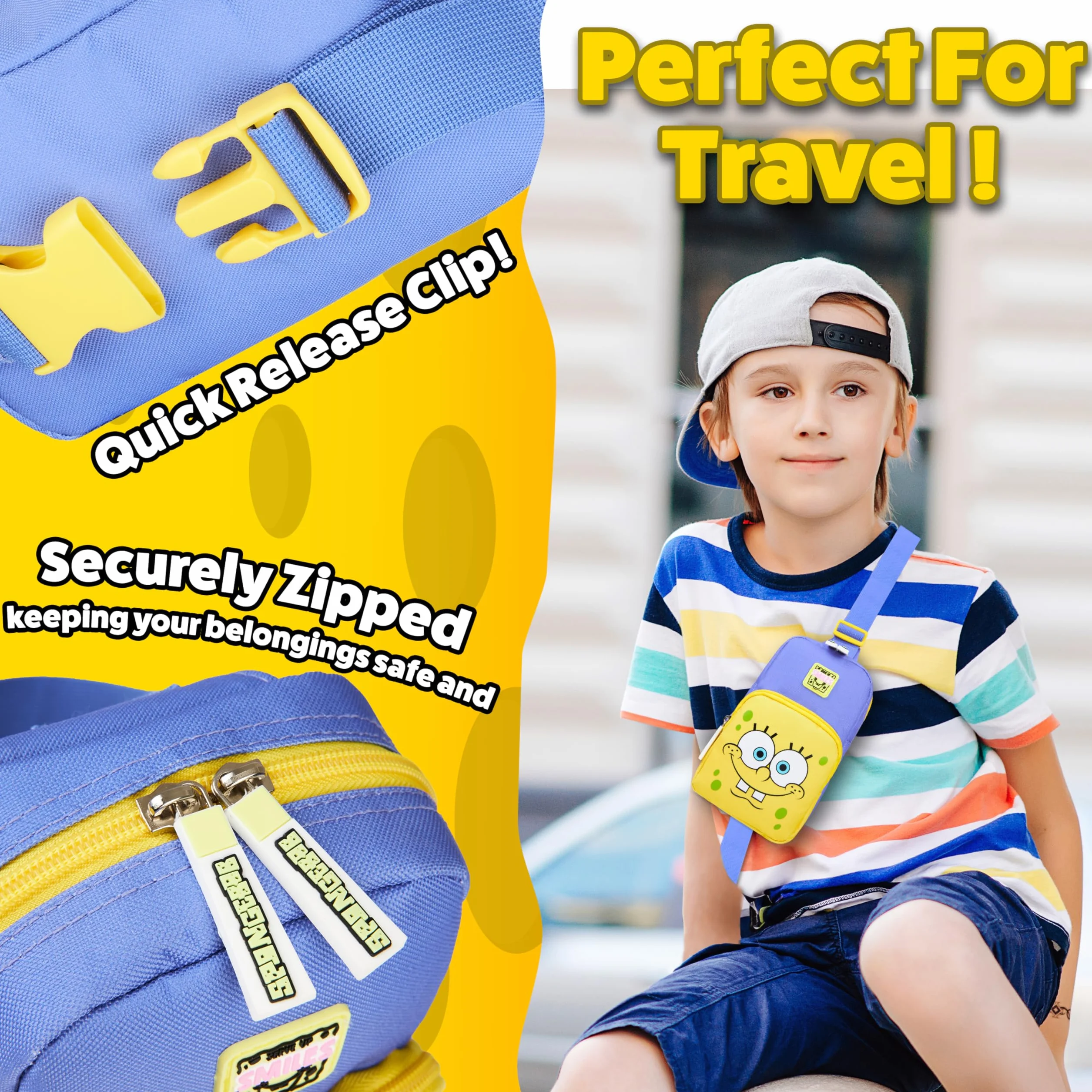 SPONGEBOB SQUAREPANTS Umhängetasche Mädchen, Tasche Kinder Teenies mit Verstellbarem Gurt