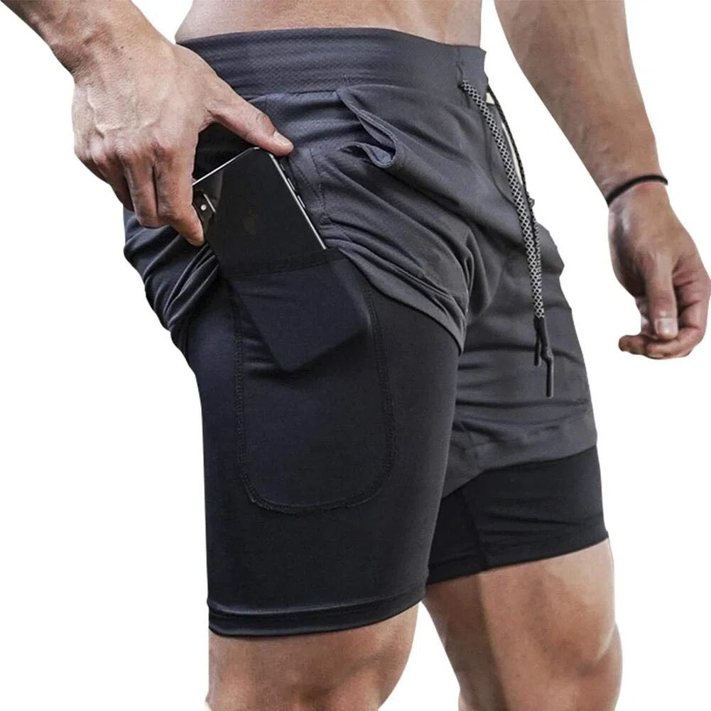 MANLUODANNI Sporthose Herren kurz 2 in 1 Kompression Liner Laufhose