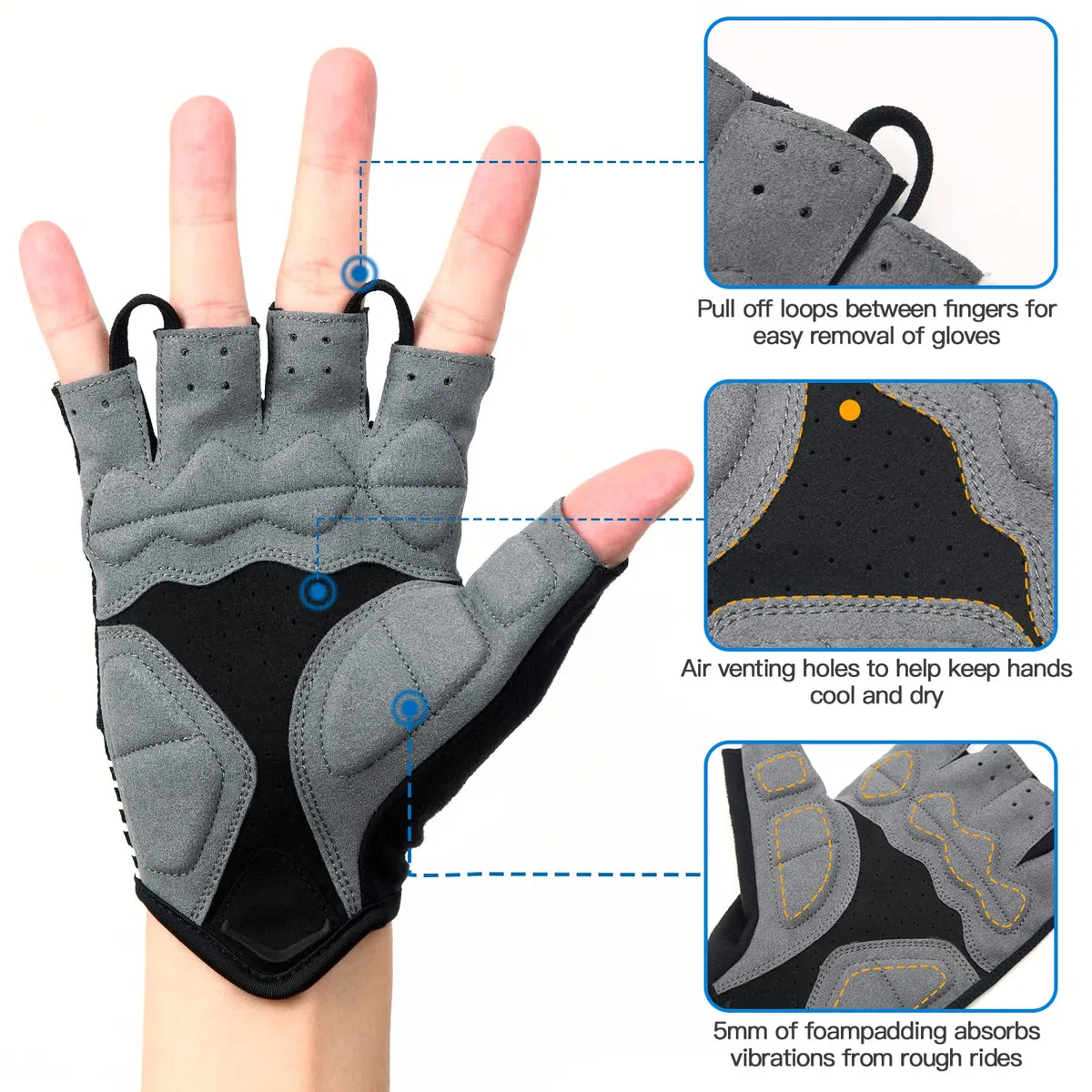 Souke Sports Fahrradhandschuhe Halbfinger Herren Damen Gel Stoßdämpfung Fitness Handschuhe Atmungsaktiv Anti-Rutsch Radhandschuhe