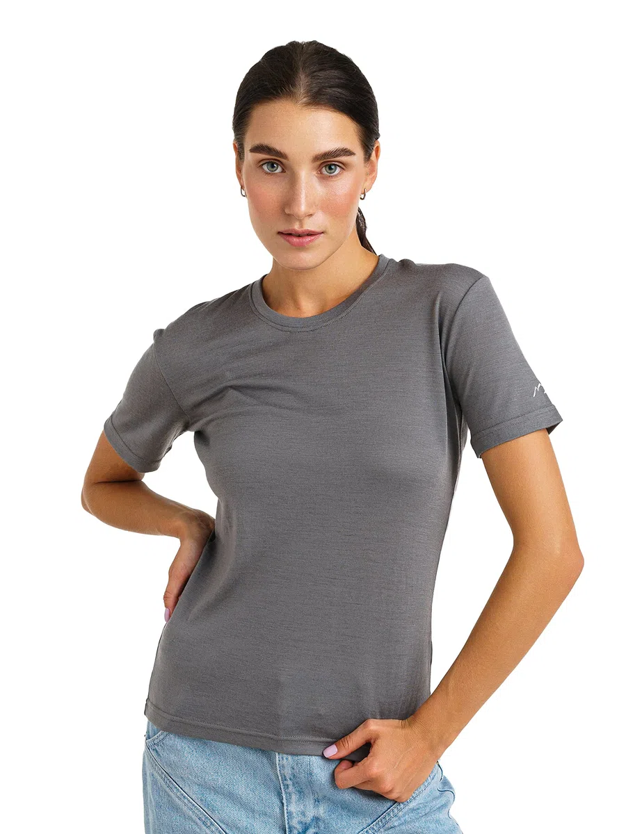 Merino Damen Base Layer (L, Perfect Gray)