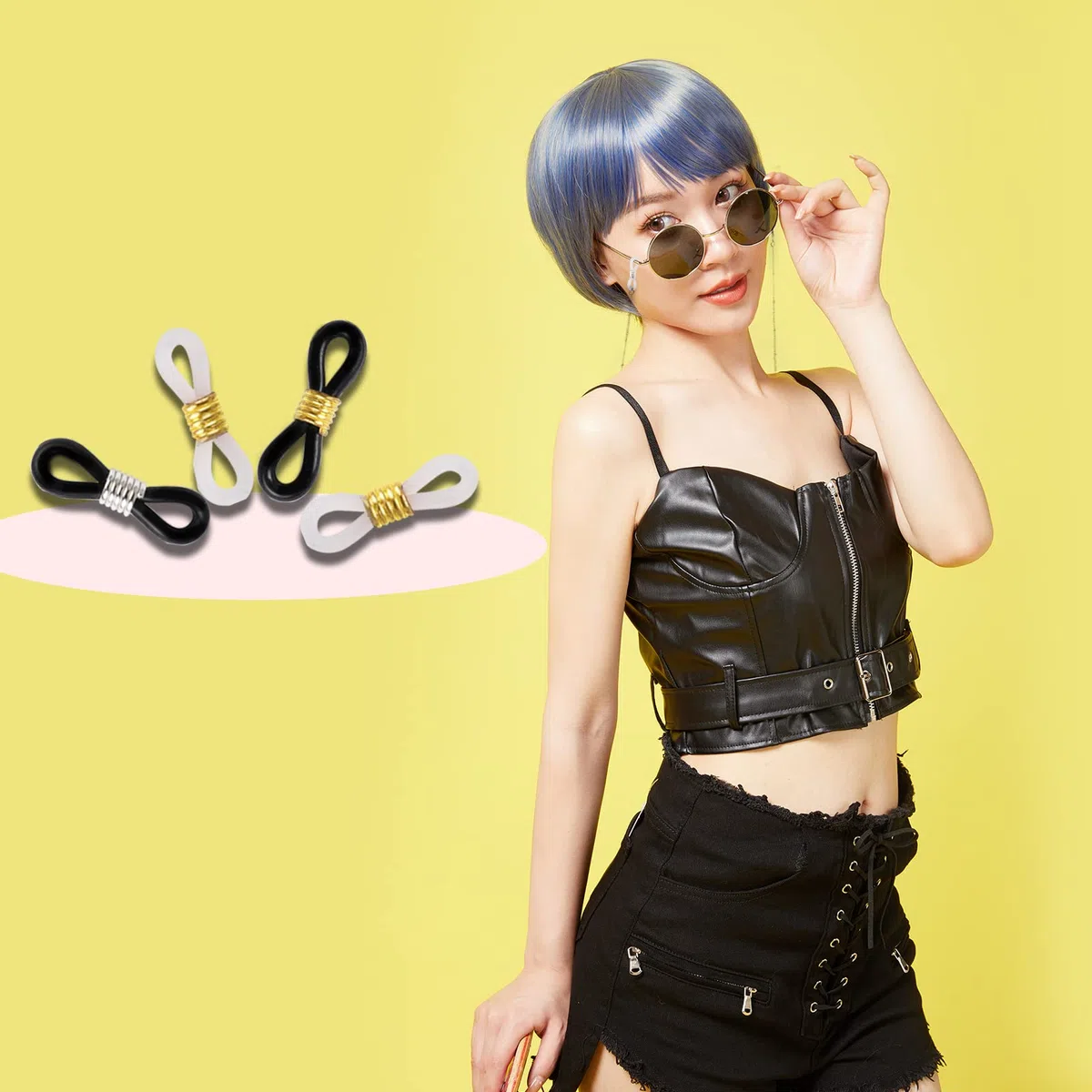 Sliverdew 100 Stück Brillenkette Verbindung, Brillenkettenhalter Silikon Brillenkettenverbinder