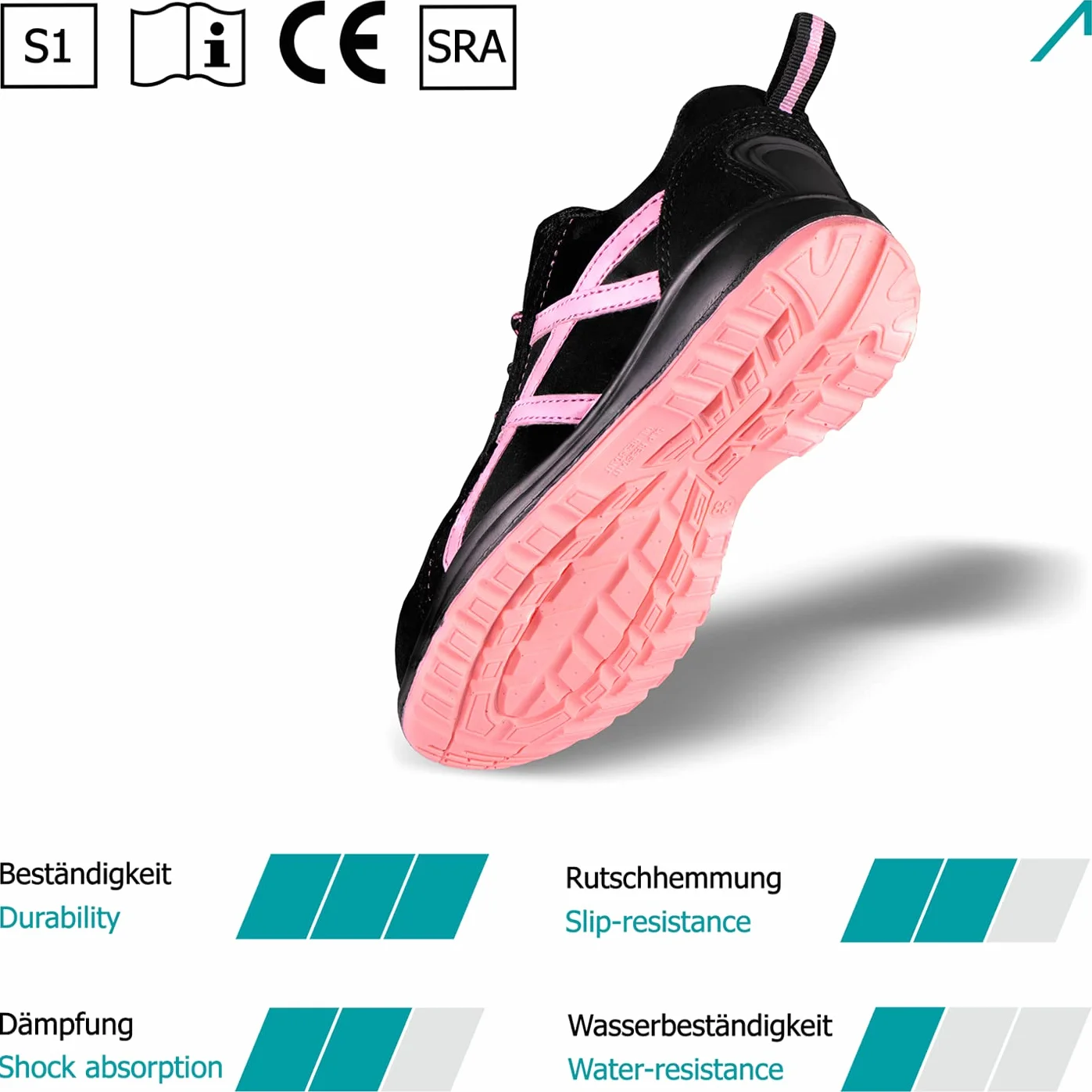 ACE Aurora S1-Arbeitsschuh - modischer Sicherheitsschuh mit Stahlkappe für Damen - super leicht