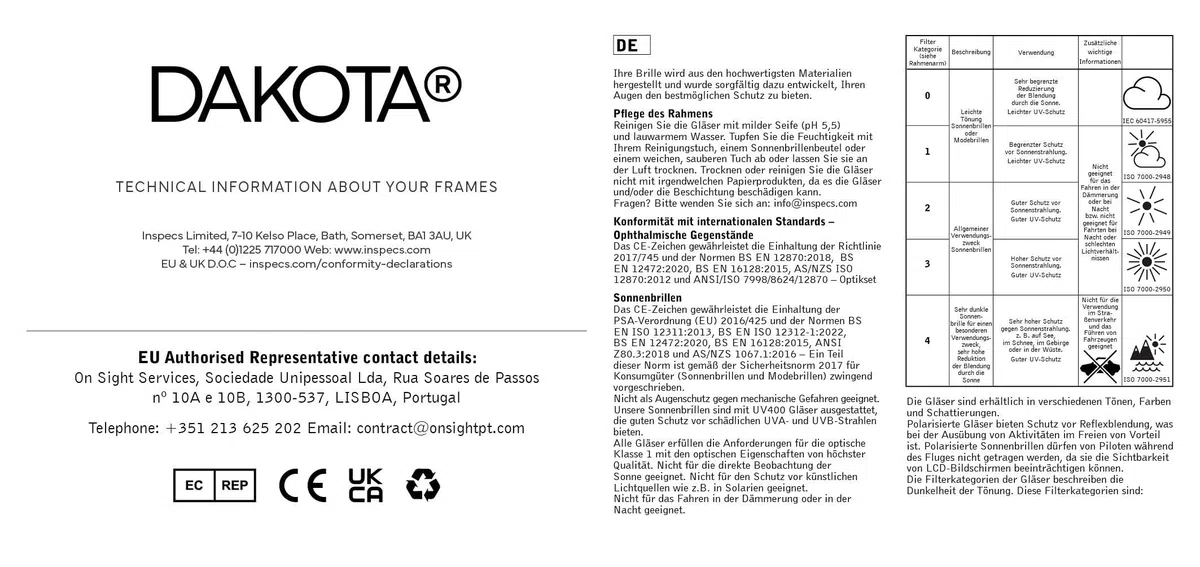 DAKOTA Brille mit Sehstärke für Herren optional mit Sonnenbrillentönung oder Blaulichtfilter, Rechteckig, gefertigt aus Acetat (inklusive Brillenetui)