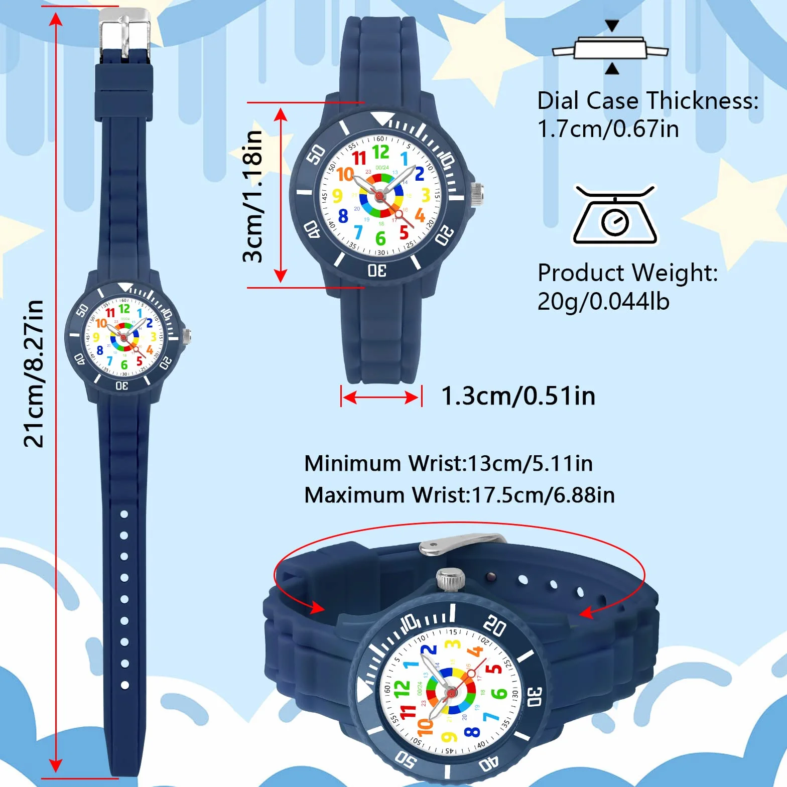 DTKID Kinderuhr Junge Mädchen,Lern Armbanduhr Kinder Mit Drehbarem Lünettenring,3ATM Wasserdicht,Kinder Uhren Analog Für 5-15 Jahre