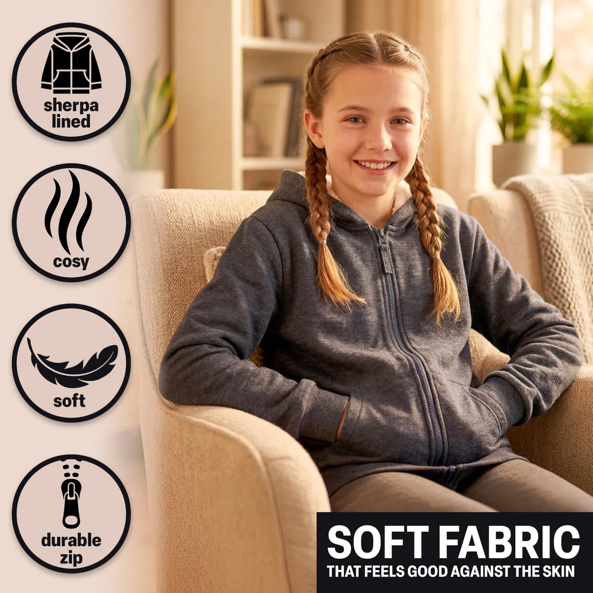 CityComfort Pullover Mädchen mit Fleece-Futter und Kapuze, Fleecejacke Kinder Mädchen Zipper Hoodie 5 bis 15 Jahren - Kinder Geschenke