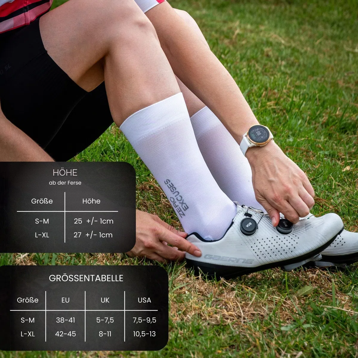 NORTEI Fahrradsocken, Lange Radsocken, Triathlon, Laufen, Atmungsfähig, Gepolstert, Sportsocken für Radfahren für Herren und Frauen