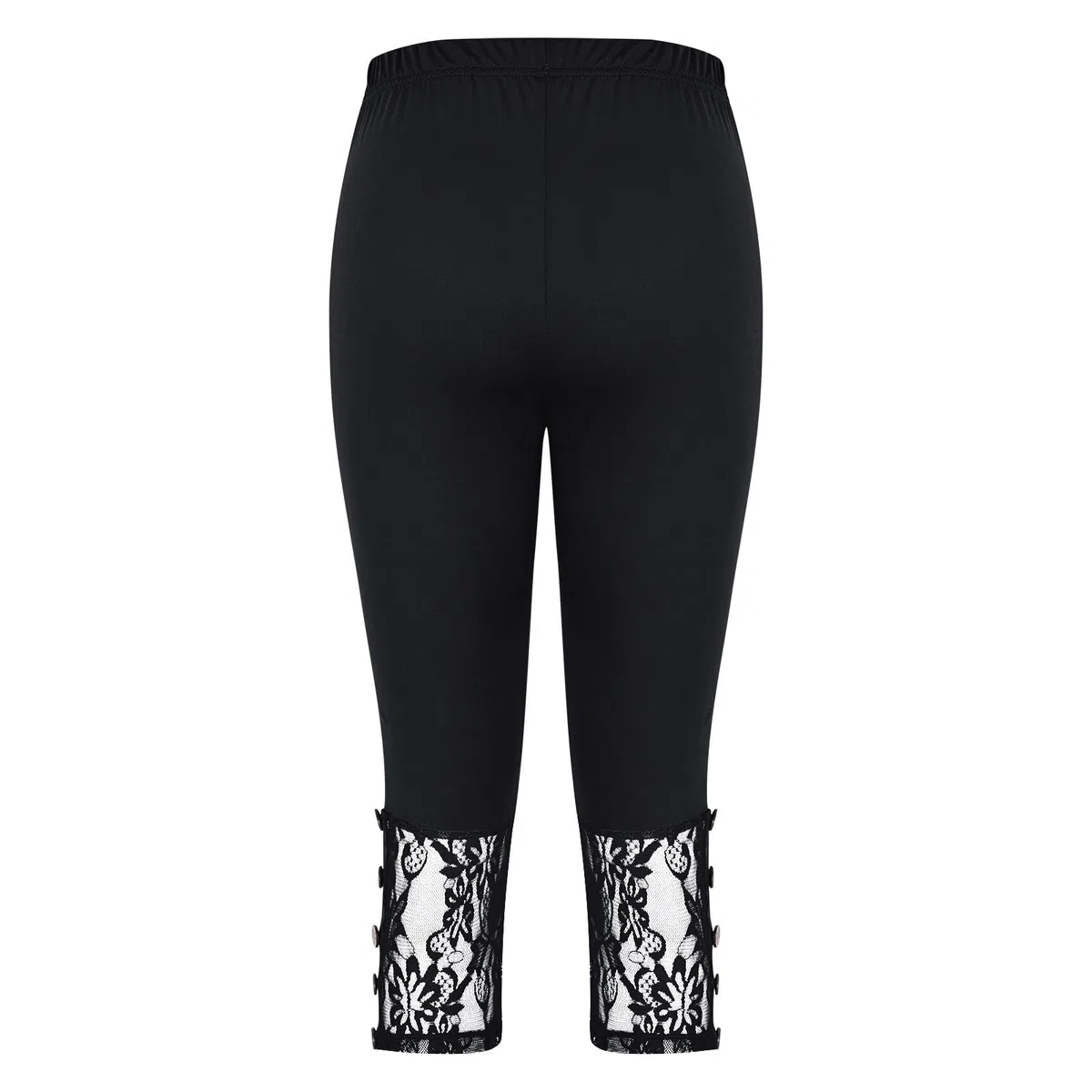 EMATOP Sexy Spitze Leggings Damen 3/4 Sport Caprihose High Waist Kurze Sporthose Blickdicht Elegant Capri Hose Baumwolle Leicht Jogginghose Bequem Einfarbig Yogahose Casual Sportleggins