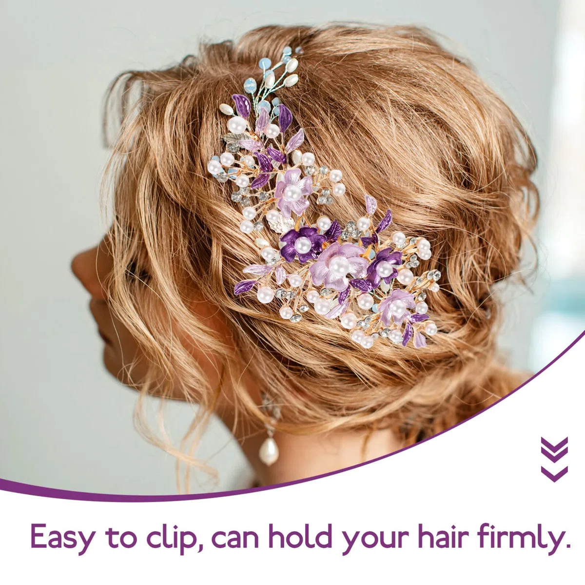 Kichvoe Braut Haarkamm Mit Perlen Und Floralen Blumen Eleganter Seitenkamm Für Hochzeit Leichtes Haarschmuck Zubehör Für Brautjungfern Und Festliche Anlässe 6.10X2.76X0.39 Zoll