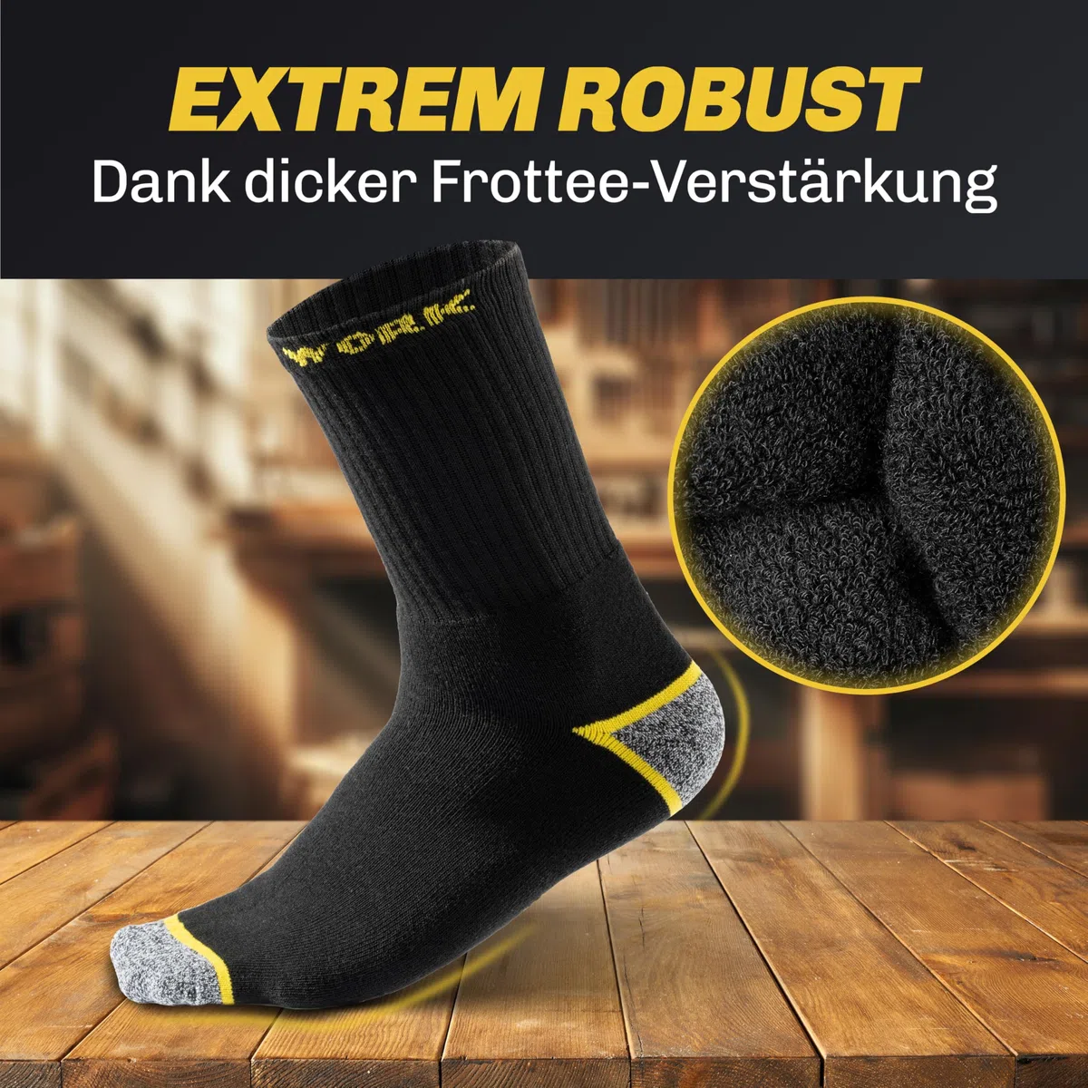 HELDENWERK 10 Paar Arbeitssocken Herren Premium | Verstärkte Arbeitsstrümpfe aus atmungsaktiver Baumwolle | Robuste Work Socks mit Komfortbund