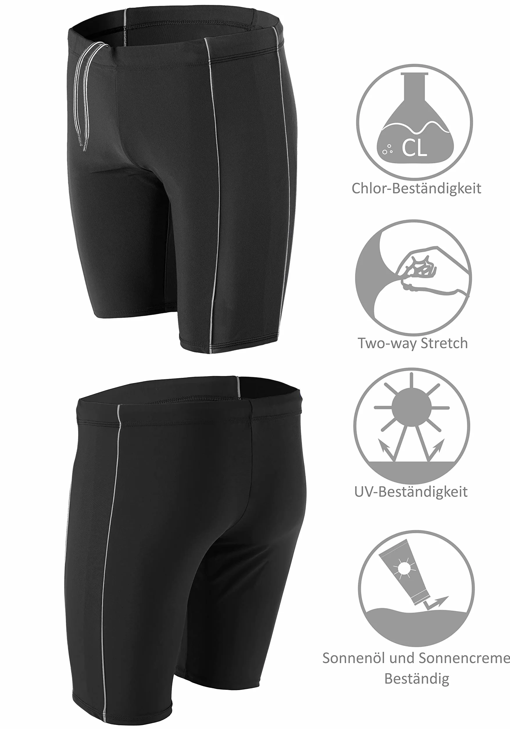 Aquarti Herren Lange Badehose mit Kontrast-Paspel Jammer