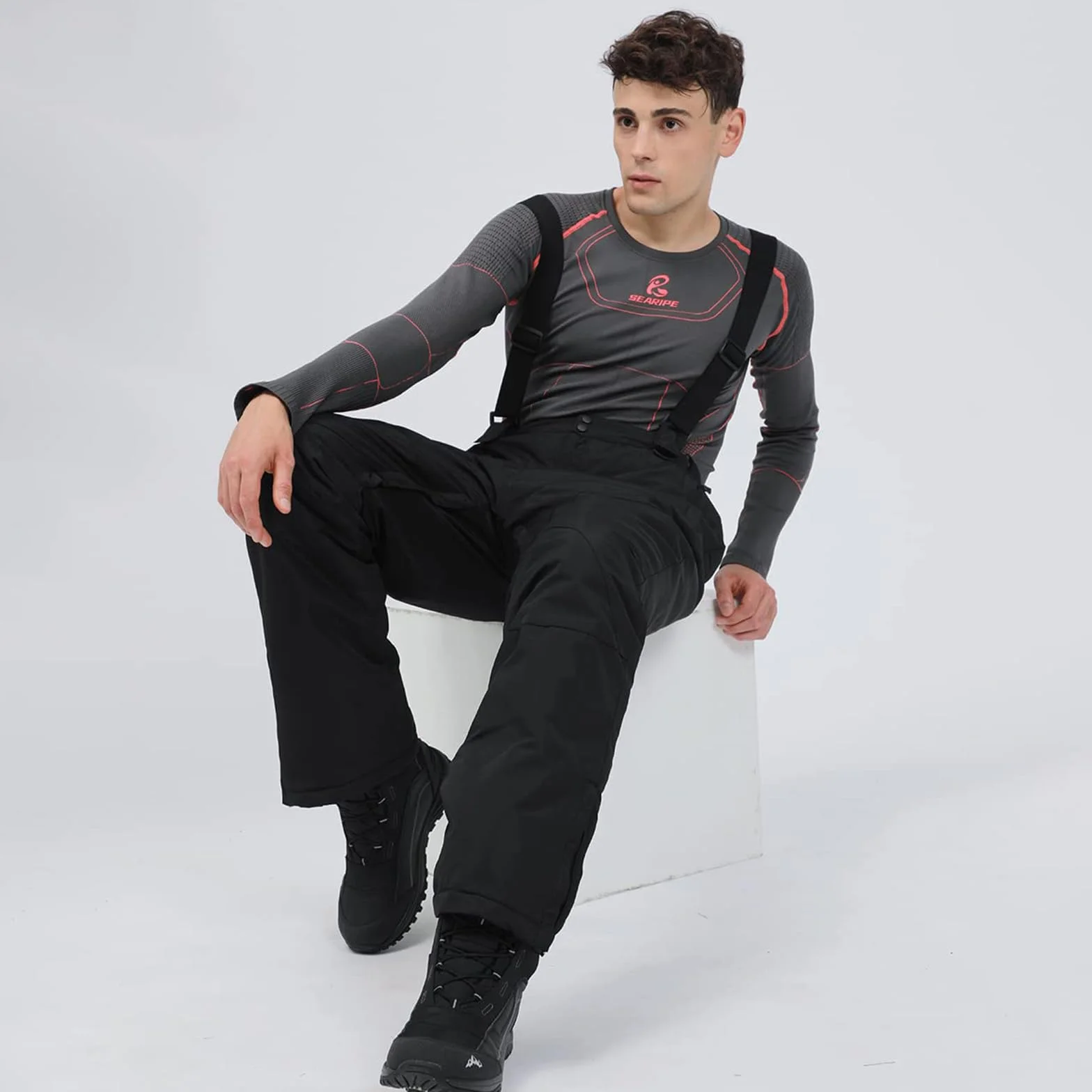 ALSOGO Herren Ski Bib Hose wasserdichte Schneehose Outdoor Snowboard Lätzchen mit Abnehmbarem Riemen