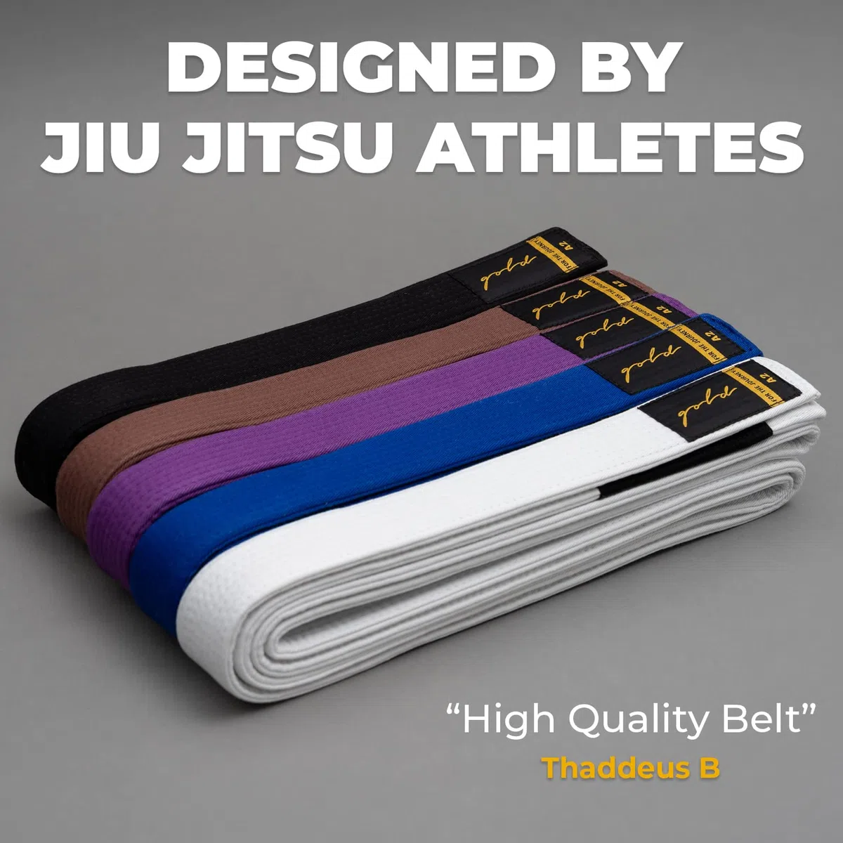 Gold BJJ Jiu Jitsu Gürtel – Premium Gürtel mit Rangleiste für Streifen – IBJJF Wettbewerbszugelassen