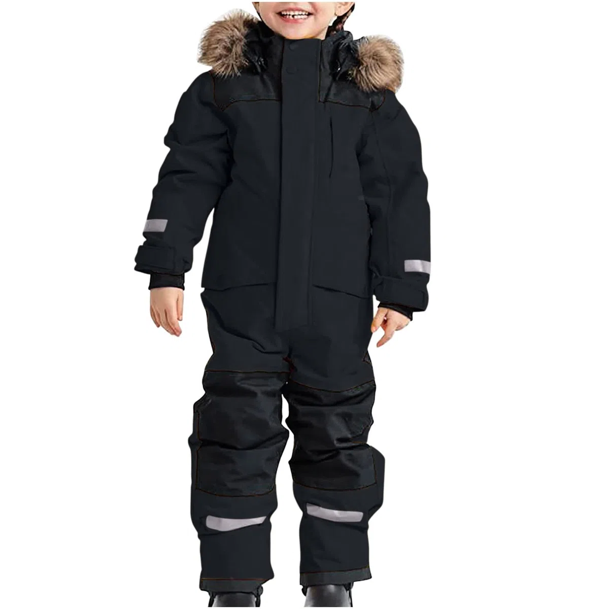 Schneeanzug Kinder Unisex Skioverall Fleece Wasserdicht Schneeoverall mit Kapuze Skianzug Winddicht Winter Daunenjacke Verdickt Atmungsaktiv Skihose Warmes Outdoor Winteranzug