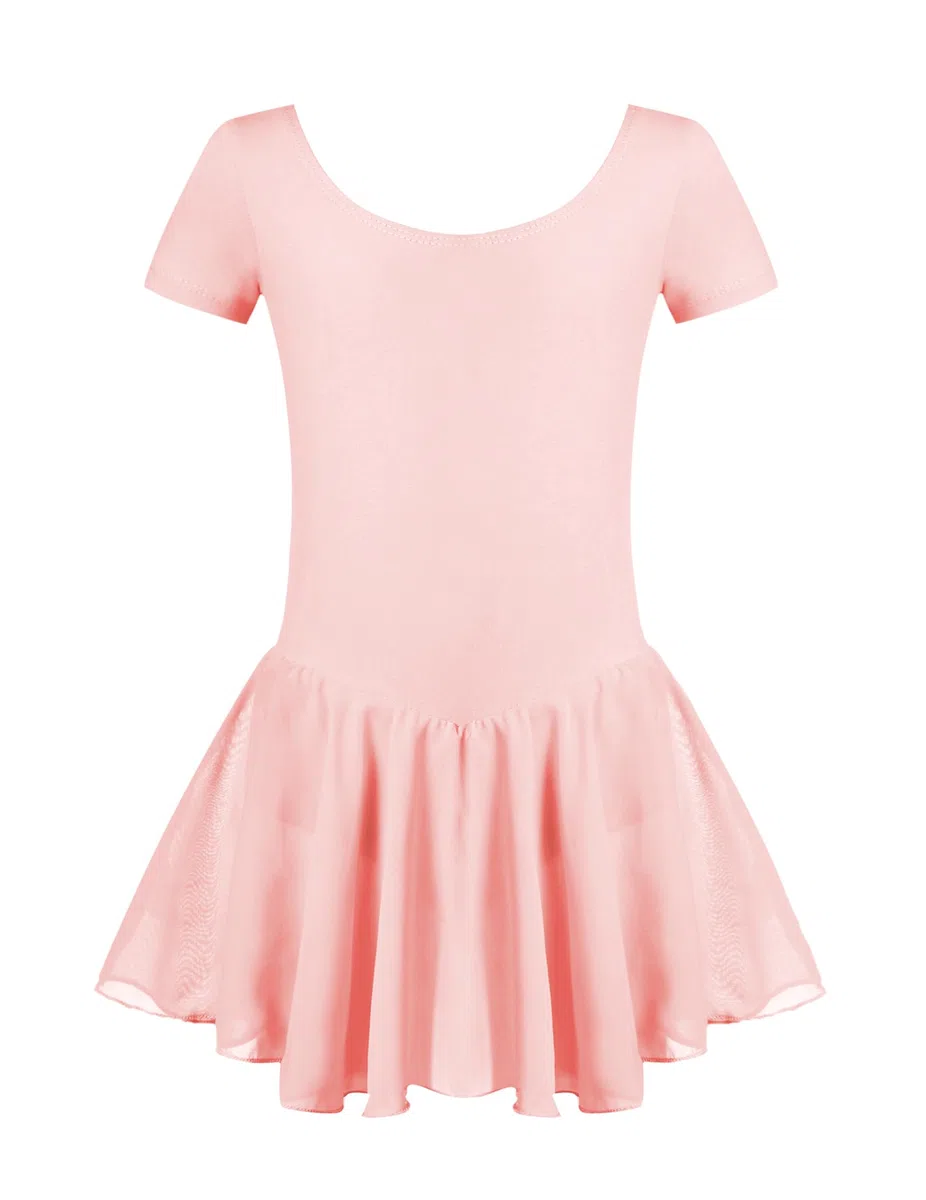 Kinder Ballettkleidung Mädchen Ballettkleid Baumwolle Ballettanzug Kurzarm Ballett Trikot Tanzkleid Ballettbody mit Chiffon Tütü 2-9 Jahre