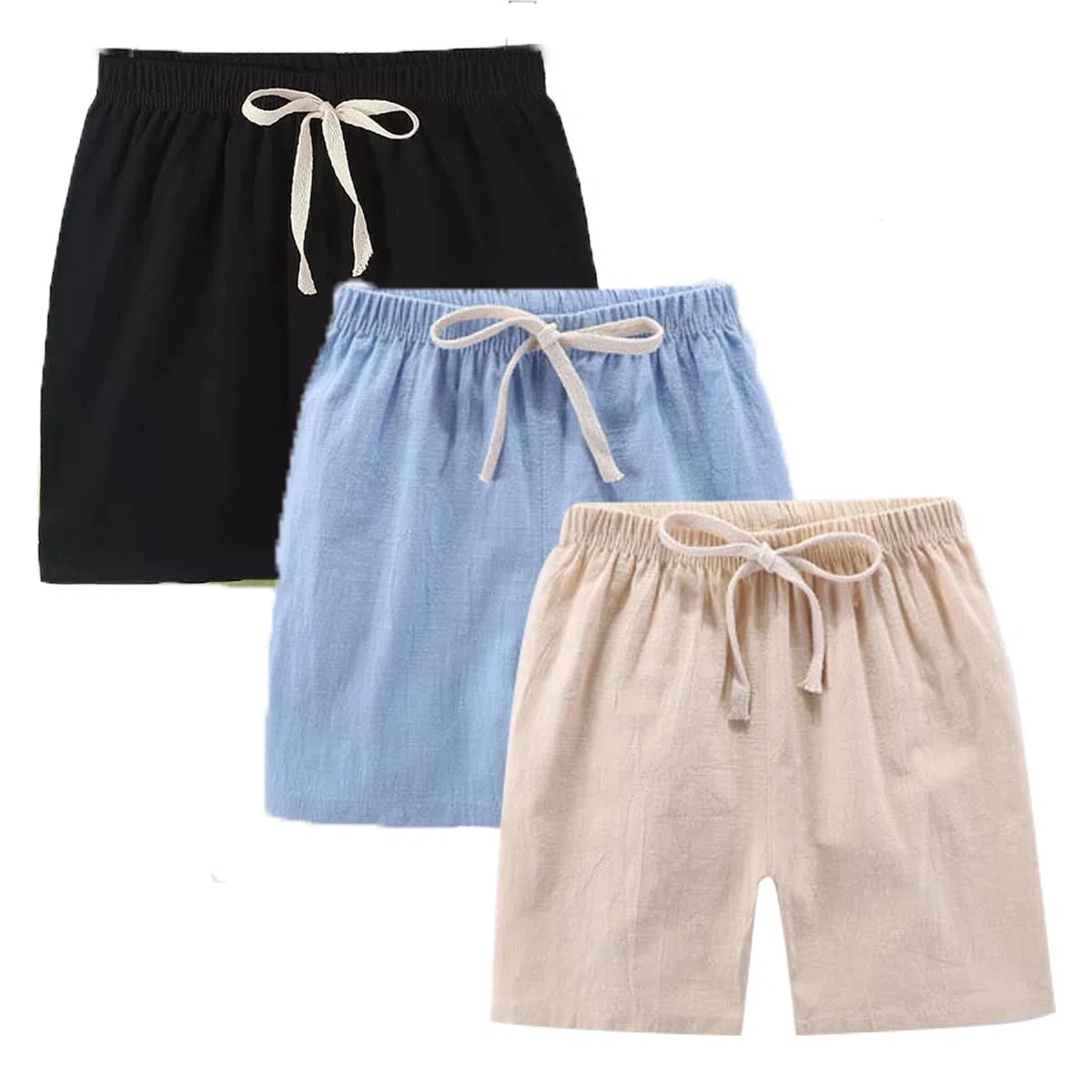 Sommershorts Jungen Mädchen 1-11 Jahre, 3er Baby Jungen Shorts Musselin Gr.80/86/92, Kinder Kurz Hosen Baumwolle Leinen Freizeit Einfarbige Lässige Bermuda Strandshorts Gr 98-140