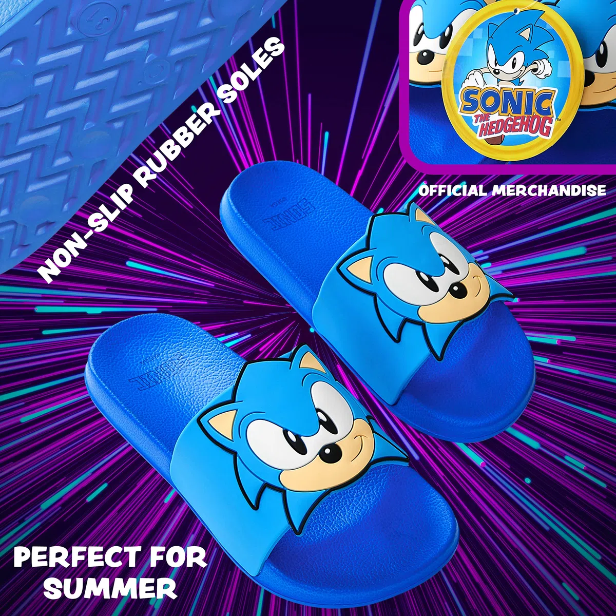 Sonic the Hedgehog Badelatschen Sommer | Badeschuhe für Jungen und Mädchen in der Größe 28-34 |
