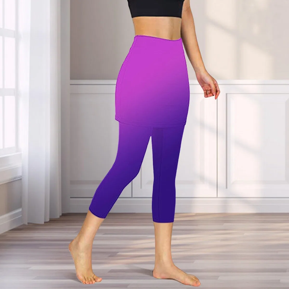 Hosenrock Damen Rock Mit Hose Drunter Tennisrock 2 In 1 Kurze Sport Leggings Mit Rock Golf Skort Golfrock Minirock Tennis Shorts Sportrock Hohe Taille Laufshorts Sporthose