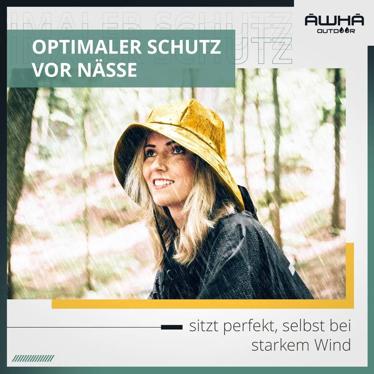 AWHA Südwester Regenhut Unisex - wasserdichte Mütze mit breiter Krempe und Ohrenklappen