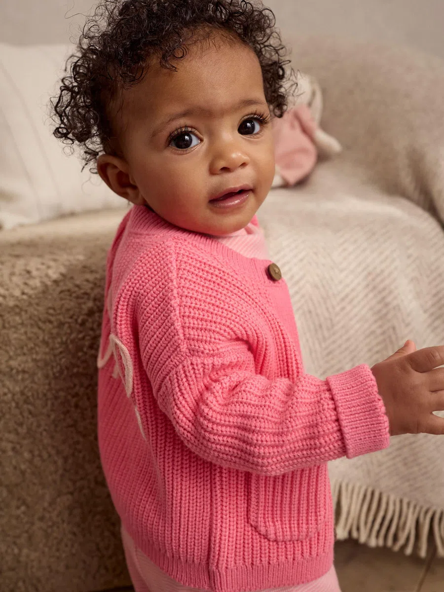 NEXT Baby Mädchen Standard Strickjacke mit Knopfverschluss Smile