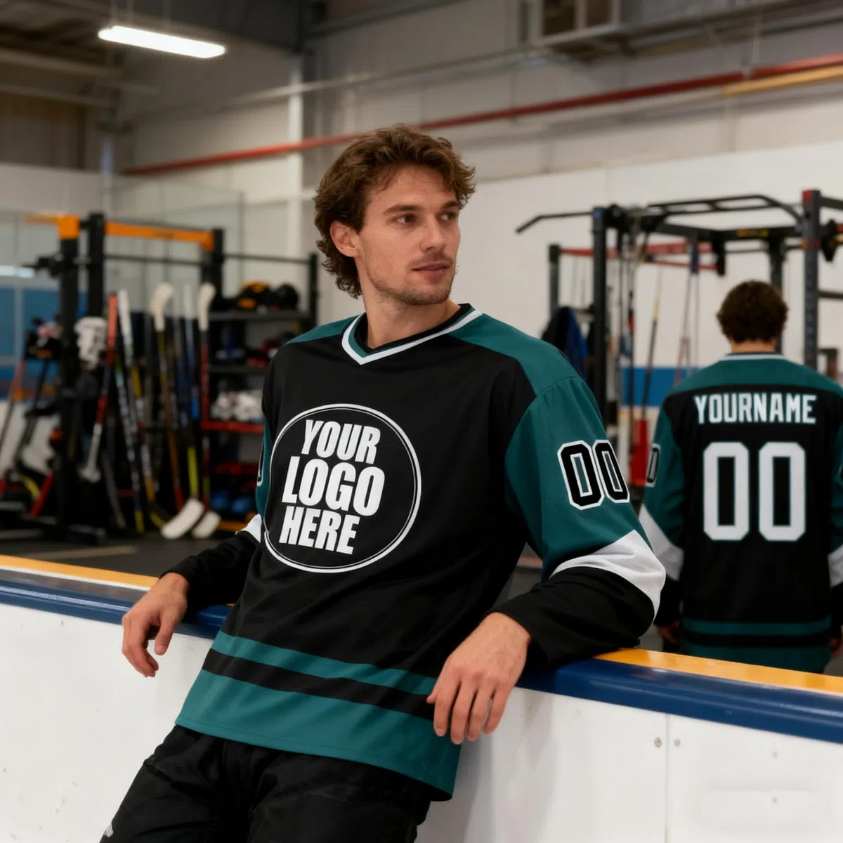 Personalisiertes Eishockey-Trikot für Jungen mit Langen Ärmeln – Individuelles Hockey-Jersey mit personalisierter Nummer, Name und Teamname – Sportliches Langarm-Shirt für Familien und Jugendliche
