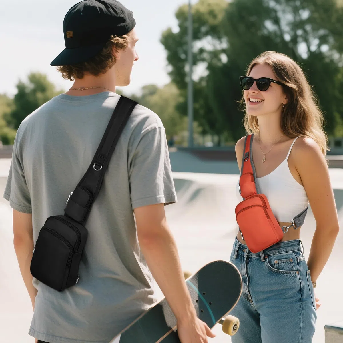 BROADREAM Anti Diebstahl Umhängetasche - Sling Chest Crossbody Bag Brusttasche Herren, Wasserdicht Schultertasche mit Reißverschluss Lock, RFID-Blockierung, Klein Handtasche für Männer Damen