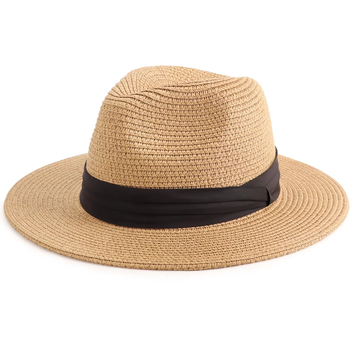 DRESHOW Damen Panama Hut Breiter Krempe Stroh Sommer Fedora Strohhut Panama Aufrollen Hut Strand Rollbar UV Sonnenhut UPF 50 +