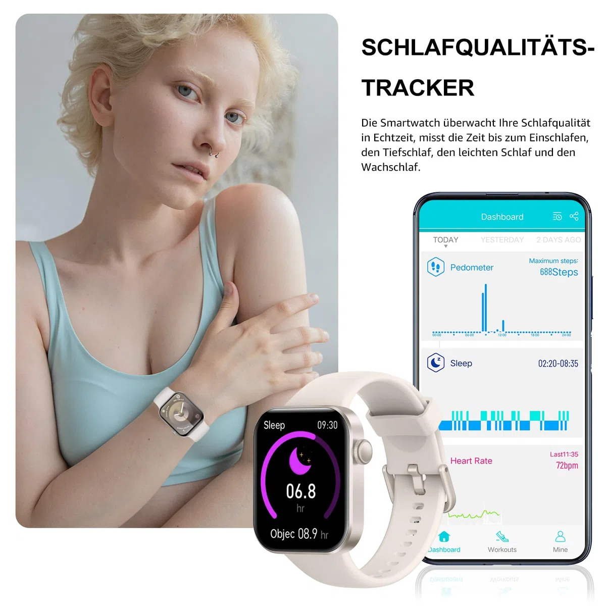 Smartwatch Damen Herren, 1,85" HD-Display Smart Watch mit Telefonfunktion, 140+ Sportmodi Fitness Tracker mit Schrittzähler, Geschenk Valentinstag für ihn sie,IP68 Wasserdicht für iOS Android