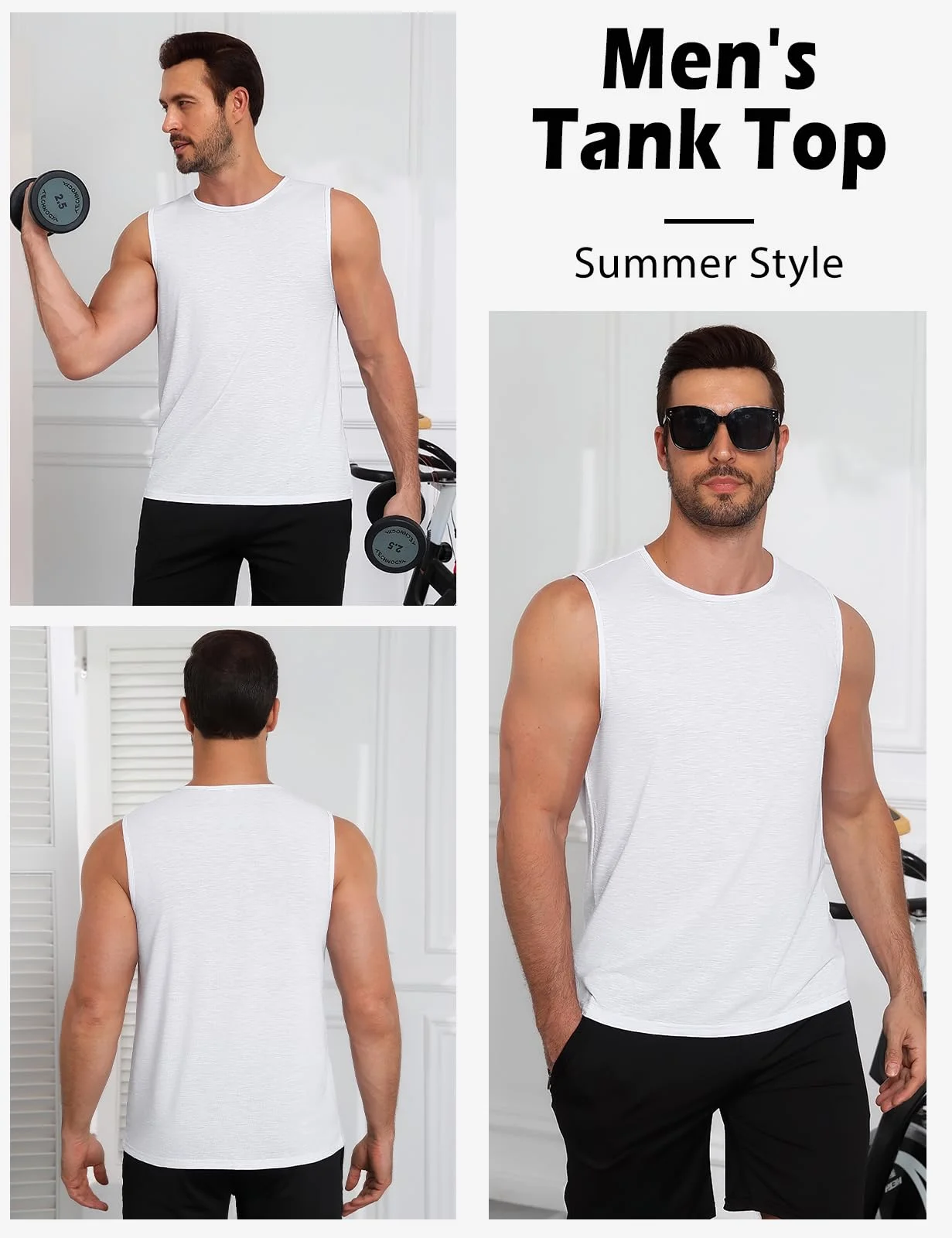 Lonya Tank Top Herren Sommer Ärmelloses Shirt Leicht Freizeit Strand Gym Muskelshirts Sport Tee Tops Fitness Funktionsshirt Unterhemd