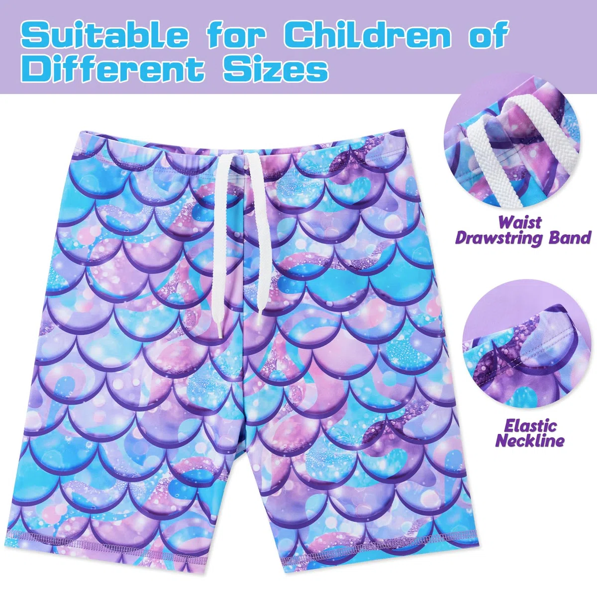 WAWSAM Mädchen Badeanzug Bademode Schwimmen 2 Stück Kinder Uv-Schutz Badeanzug Bade-Set Trunk und Rashguard
