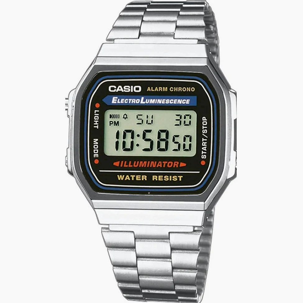 Casio A168WA Unisex Digitaluhr Edelstahlarmband