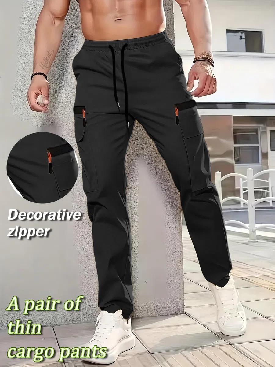 Hidkat Herren Outdoor Cargohosen leicht schnelltrocknend Wanderhosen Jogger mit elastischem Bund vielen Taschen für Reise Freizeit Alltag