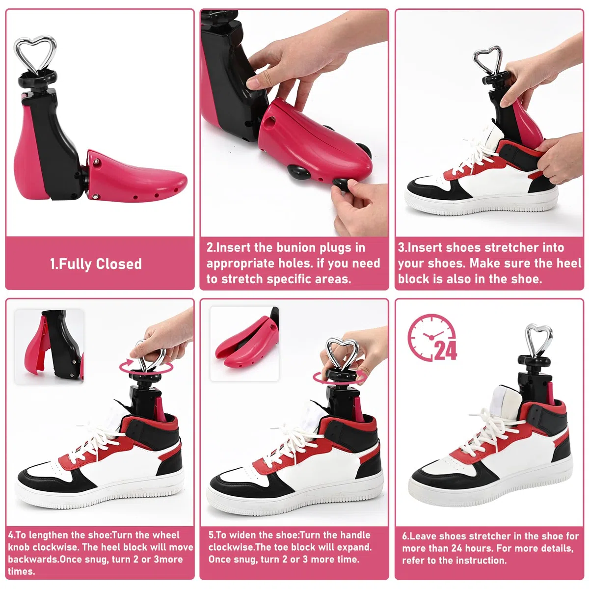 JJDPARTS Schuhspanner für Damen, Herren, Stiefelspanner für Damen, verstellbar, Unisex, breite Füße, Rot