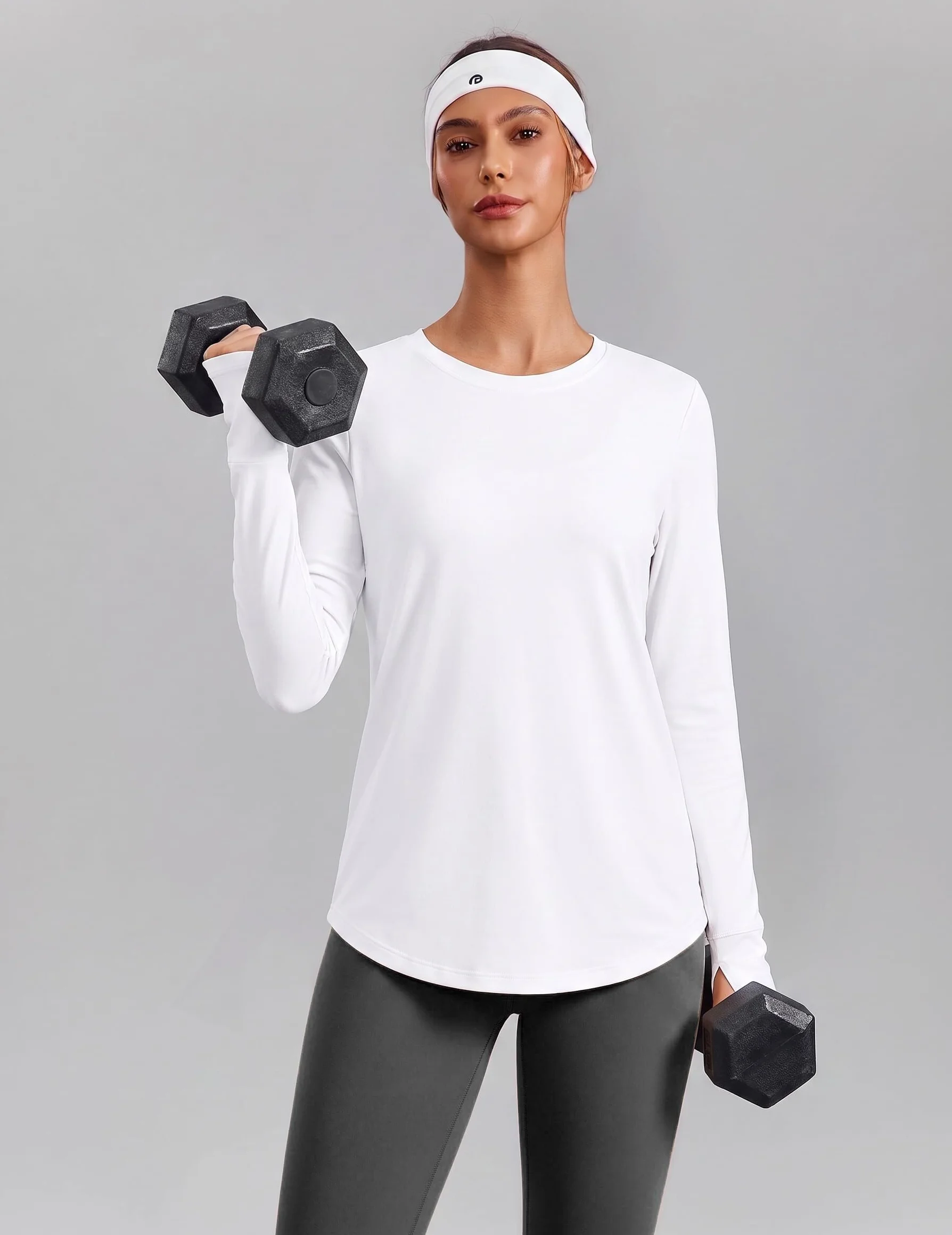 PINSPARK Damen Sportshirt Langarm UPF 50 Sonnenschutz Gym Top Schnelltrocknend Laufshirt Atmungsaktiv Funktionsshirt Fitness Yoga Sport Oberteil