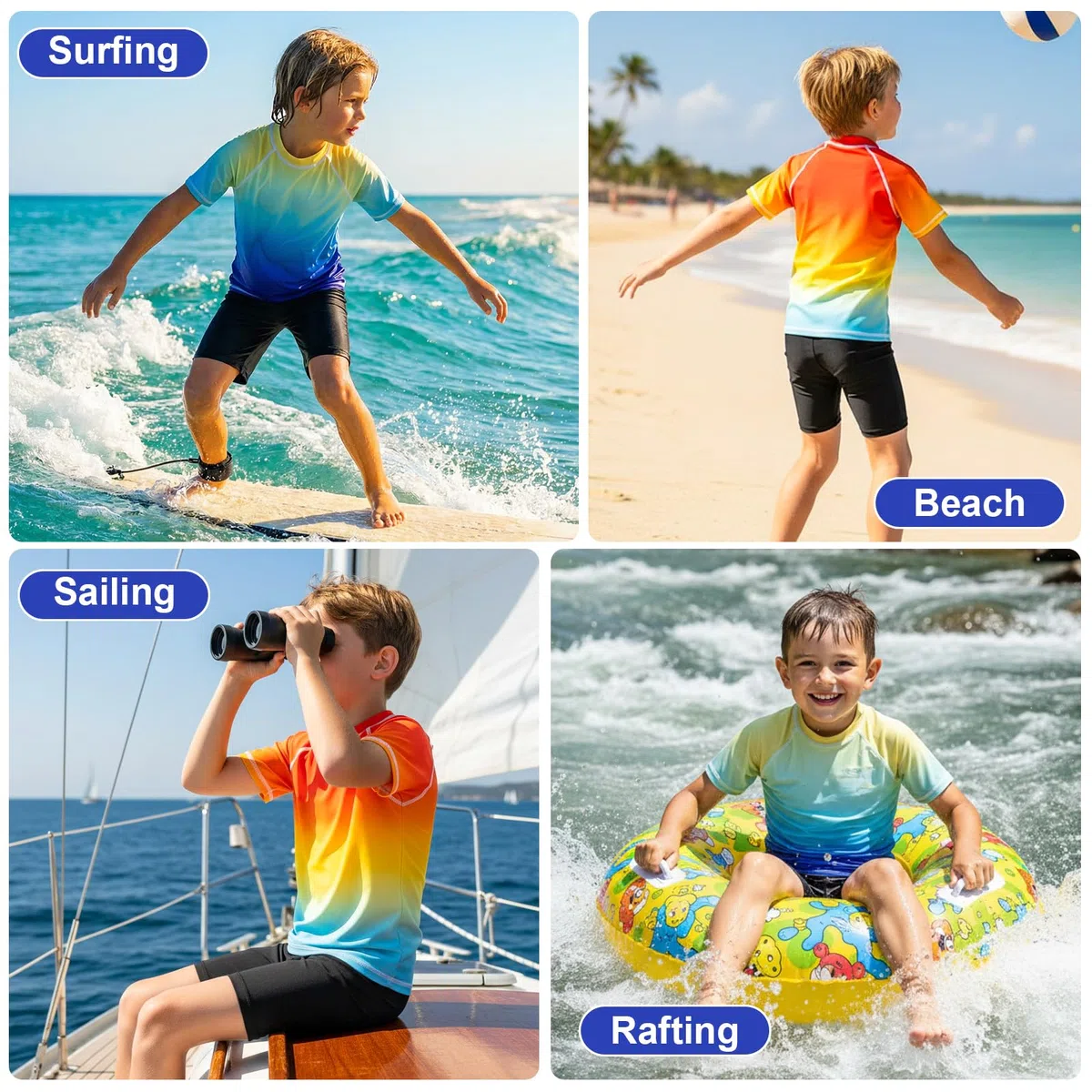 Badeanzug Jungen Kinder Zweiteiliger Rashguard Shirt & Badehose Schnelltrocknend Schwimmanzug UV-Schutz Kurzarm Schwimmshirt Badeshorts Set Sommer Strand Surfen Badebekleidung für 104-164