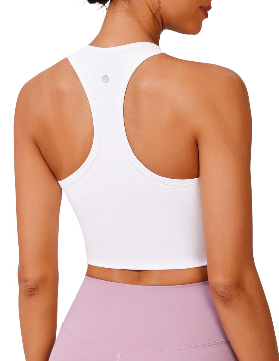 PINSPARK Sport BH Damen ohne Bügel Gepolstert Bustier mit Abnehmbaren Cups Racerback Push Up Sport Bra Atmungsaktiv Bralette Nahtlose Crop Tops Joggen Yoga Fitness