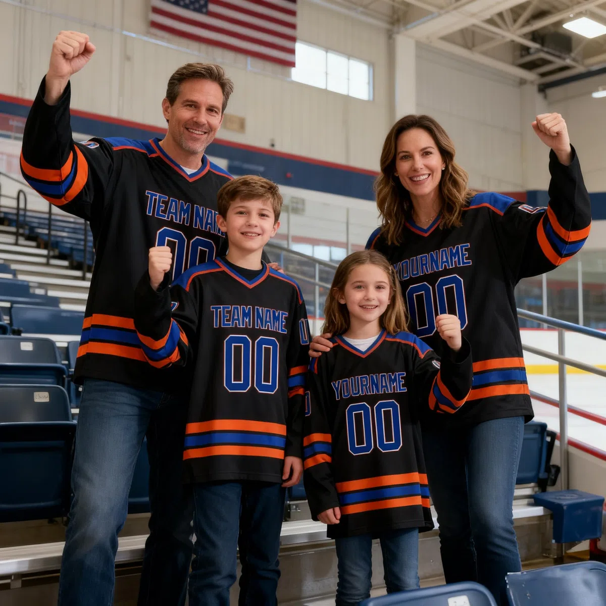 Personalisiertes Eishockeytrikot – Sportliches Langarm-Shirt für die Familie,Individuelles Jersey mit Namen, Nummer & Teamdruck,Eishockey-Shirt als Eltern-Kind-Trikot, maßgeschneidert für Jugendliche