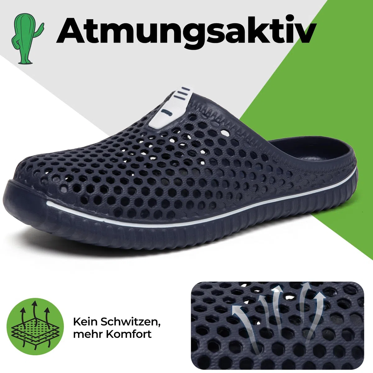 SAGUARO Clogs Herren Gartenschuhe Damen Atmungsaktiv Gr.36-45 | Sommer, Rutschfest, Hausschuhe, Badeschuhe, Beach Slipper, Leicht