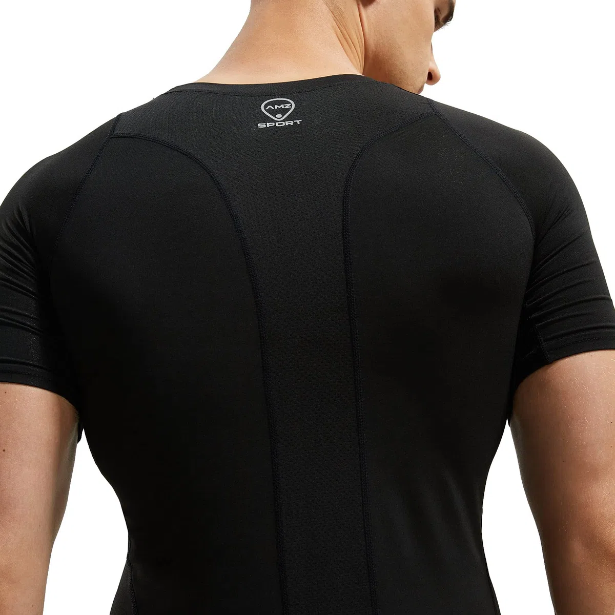 AMZSPORT 1/2 Pack Herren Kompressionsshirt Kurzarm Funktionsshirt Atmungsaktives Sportshirt Laufshirt Tshirt Fitness