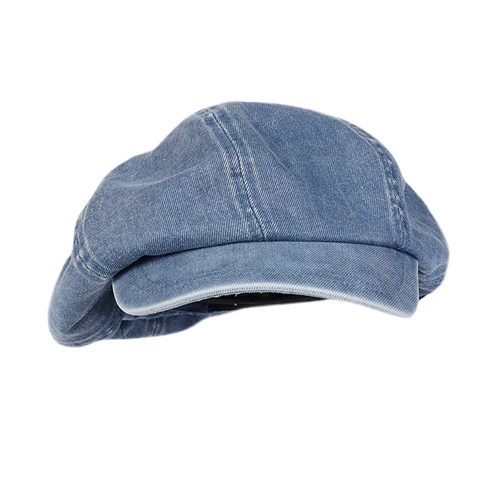 Unisex Übergroße Denim-Malermütze Puffy Baker Boy Baskenmütze Flat Cap