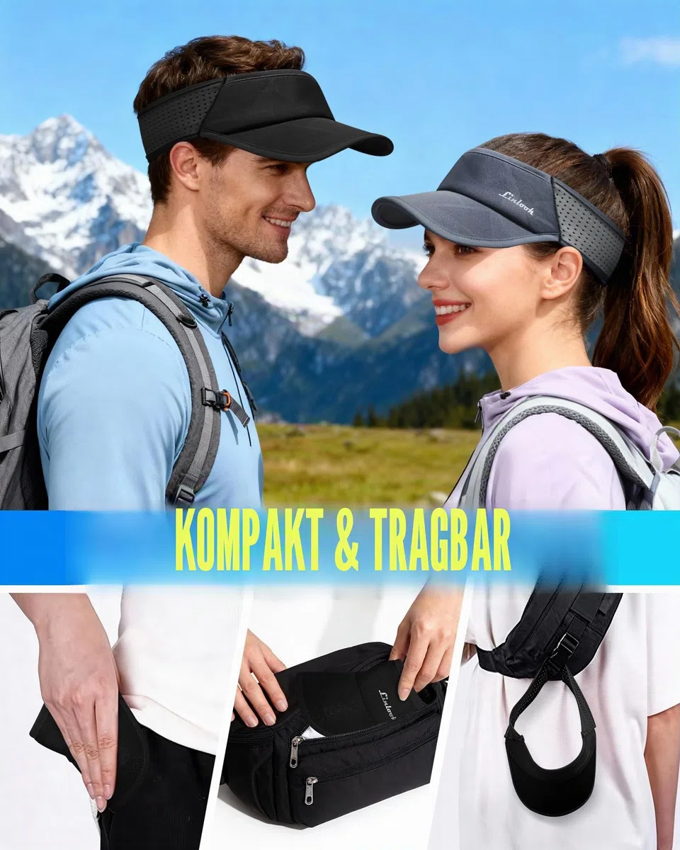 Visoren Cap Damen und Herren - UPF 50+ Sonnenblende mit Maschen, Schweißableitung Schirmmütze für Sommer Outdoor Tennis Radfahren