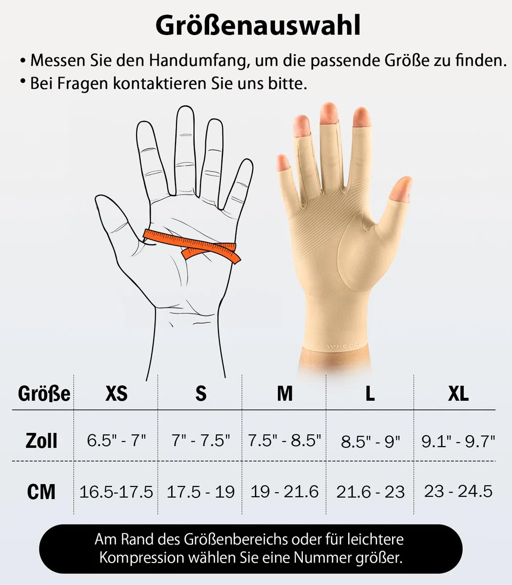 Arthritis Kompressionshandschuhe, fingerlos, hautfreundlich, rutschfest, Morgensteifheit, Unisex, Hautfarben