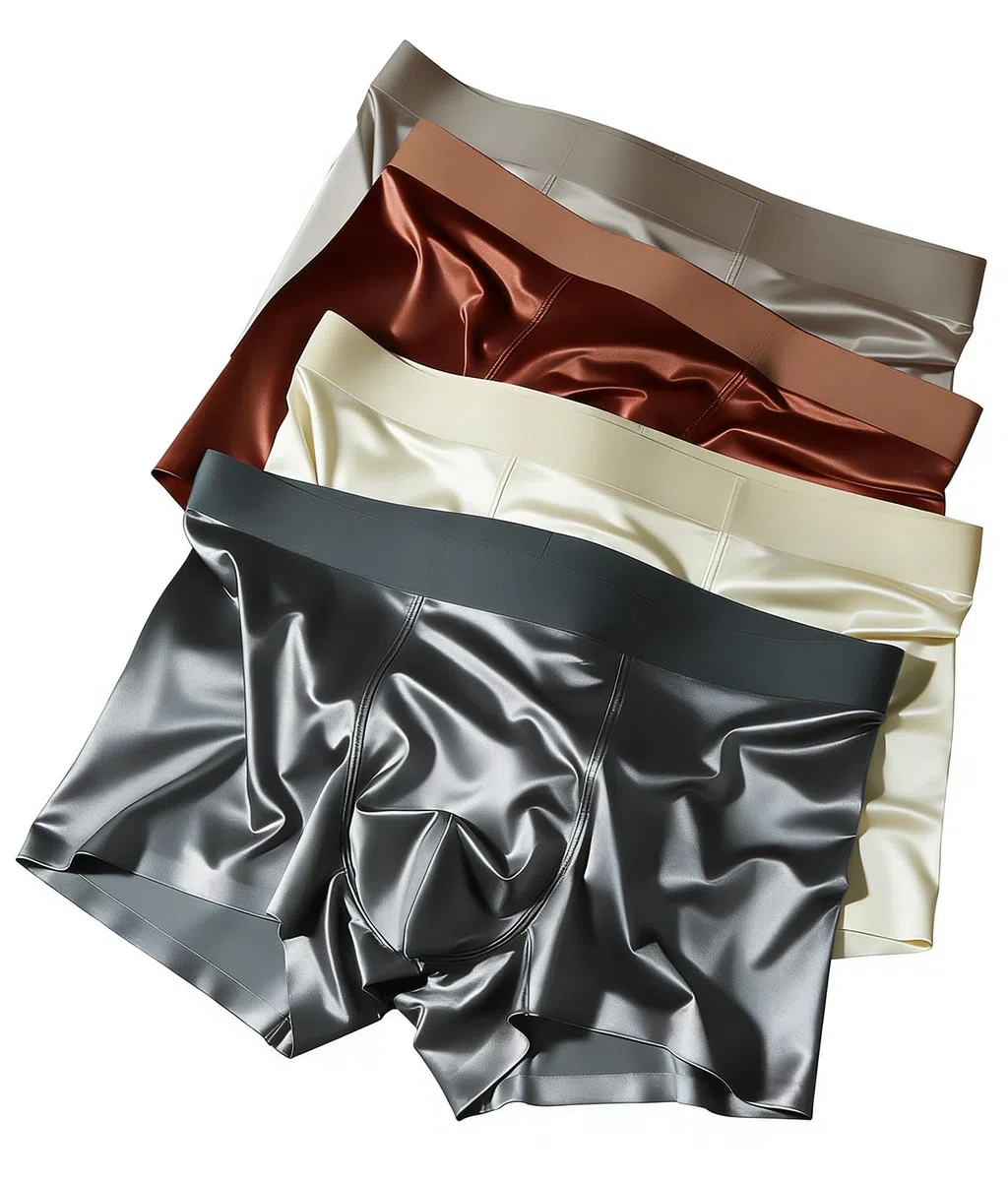 Satin Boxershorts Herren Unterhosen Boxershorts Eisseide Unterwäsche Weiche und Bequeme Unterhose Männer Atmungsaktiv Nahtlos Cool Dry Schlüpfer