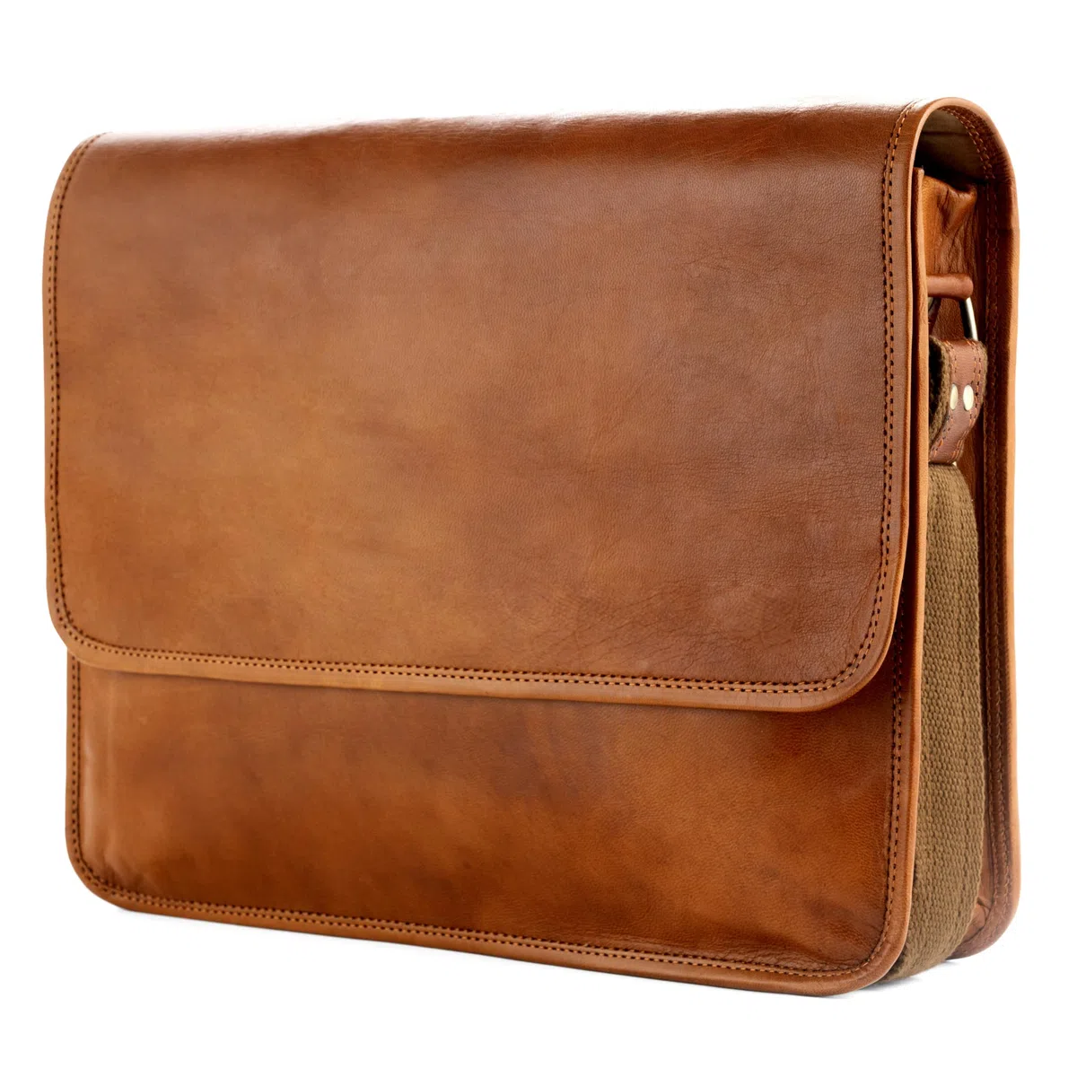 Berliner Bags Vintage Umhängetasche Ghent Leder Messenger Laptopfach Braun