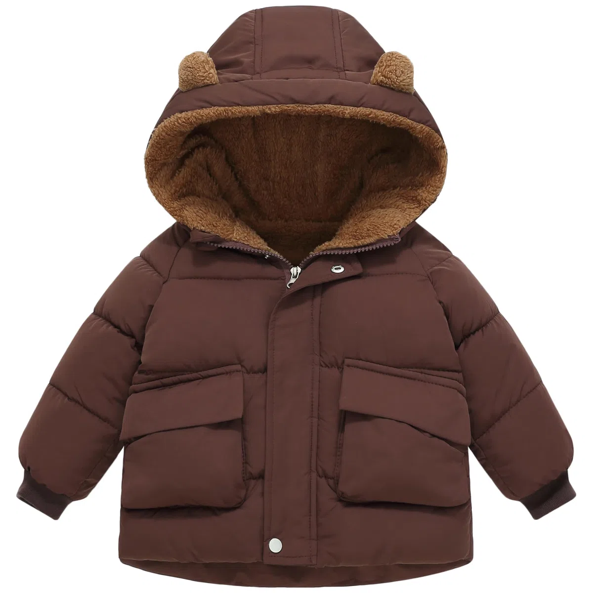 amiyan Baby Jungen Warm Steppjacke Baumwolle Winter Mantel Dicke Kinderjacke Winterjacke Flaum gefüttert Winter Kapuzenjacke mit Bärenohr Outerwear 1-6 Jahre