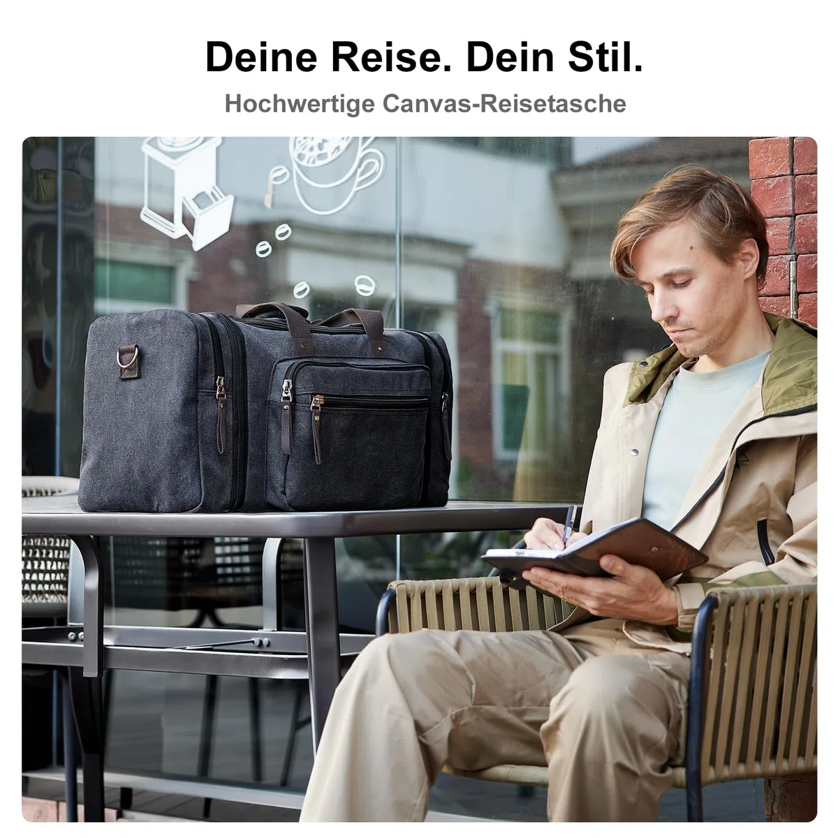 Erweiterbare Reisetasche 70L, Große Sporttasche Herren Damen, Robuste Stofftasche für Reisen, Fitness und Business, Handgepäcktasche (Dunkelgrau)