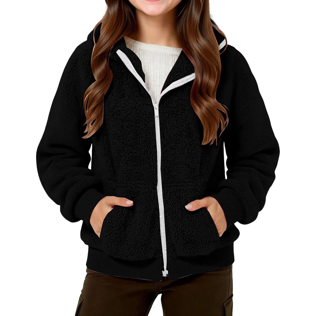 Generisch Wintermantel Mädchen Winddicht Mit Taschen Jacke Warmen Steppjacke Mit Kapuze Outdoorjacke Lang/kurze Reißverschluss Softshelljacke Leichte Winterjacke Jungen Mädchen Softshelljacke