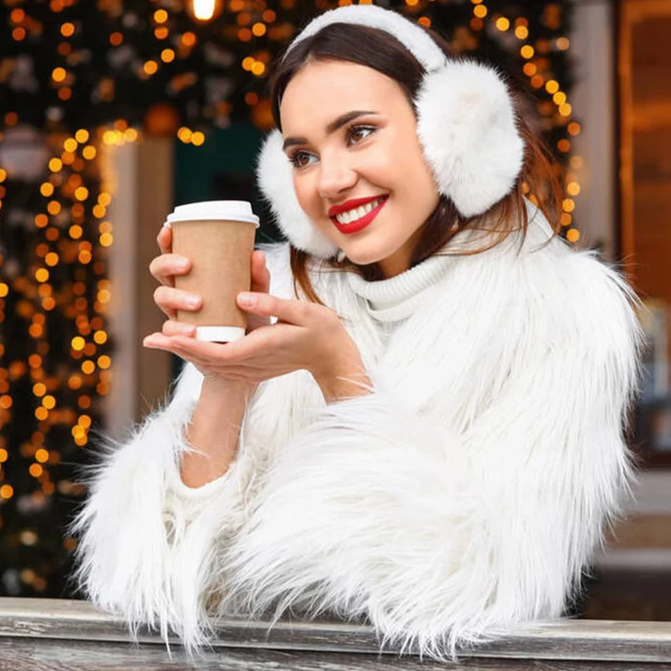 Sunowo Winter Ohrenwärmer, Winter Ohrenschützer Faltbare Abnehmbar Waschbar Plüsch Ohrenschützer warme Kälteschutz Kalte Winterzubehör Outdoor Ohrenmuscheln,Weiß,Einheitsgröße