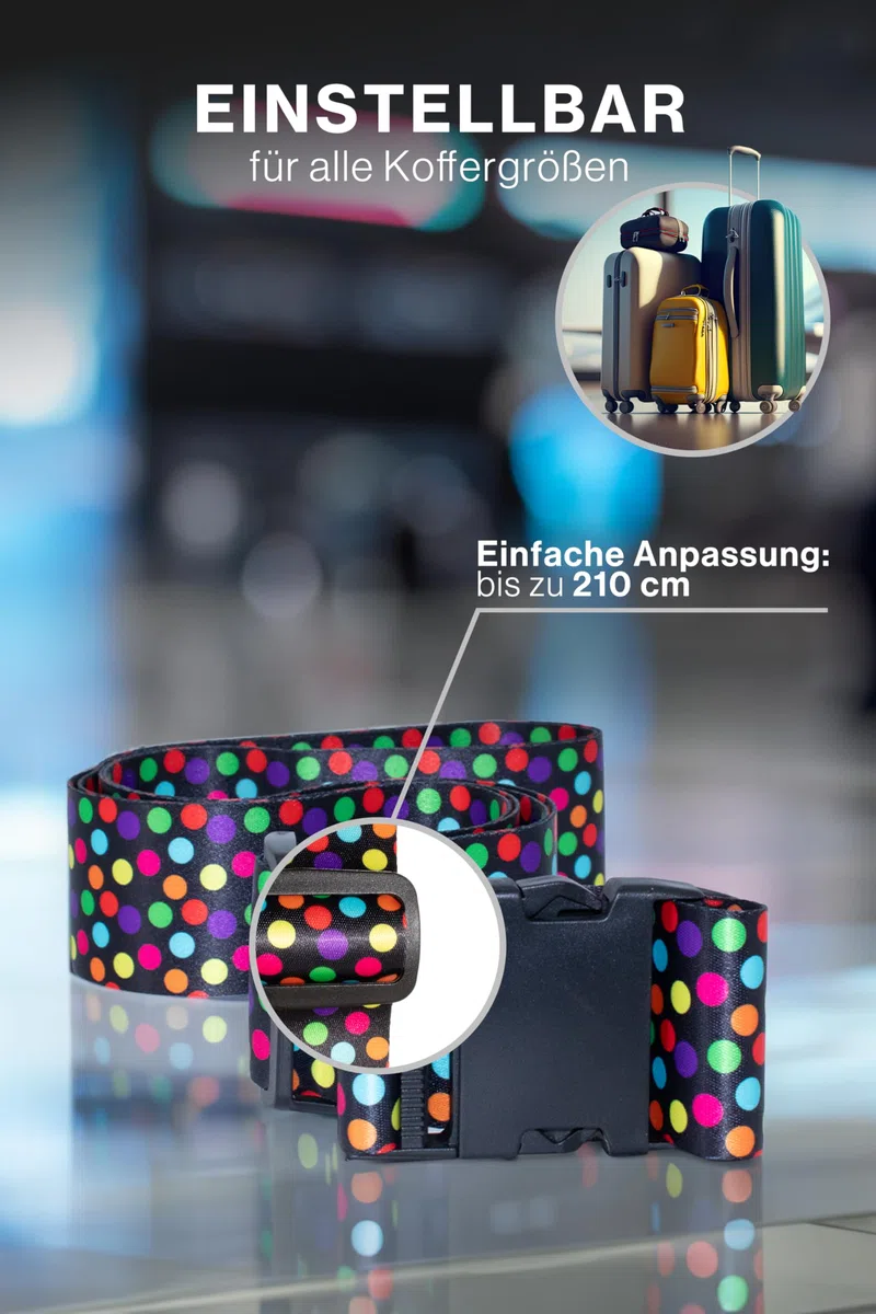 Wenter.S Koffergurte einzigartiges Kofferband Premium Gepäckgurt zur Individualisierung Ihrer Koffer - Gurt in stylischen Designs - Luggage Strap - praktisches Kofferband (schwarz weiß)