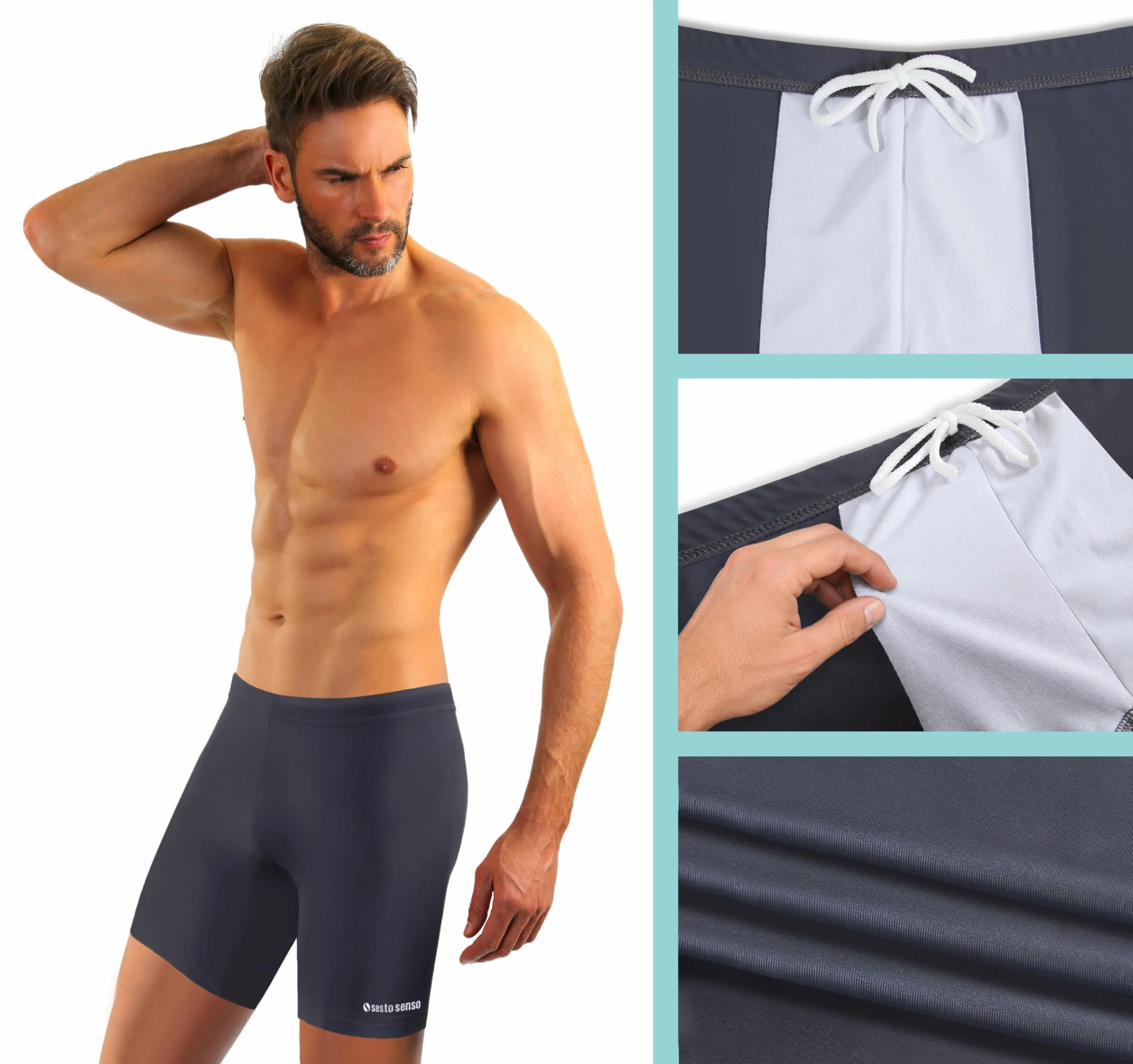 sesto senso Herren Jammer Badehose Badeshorts Lang Eng Boxer Surfen Segeln Wassersport