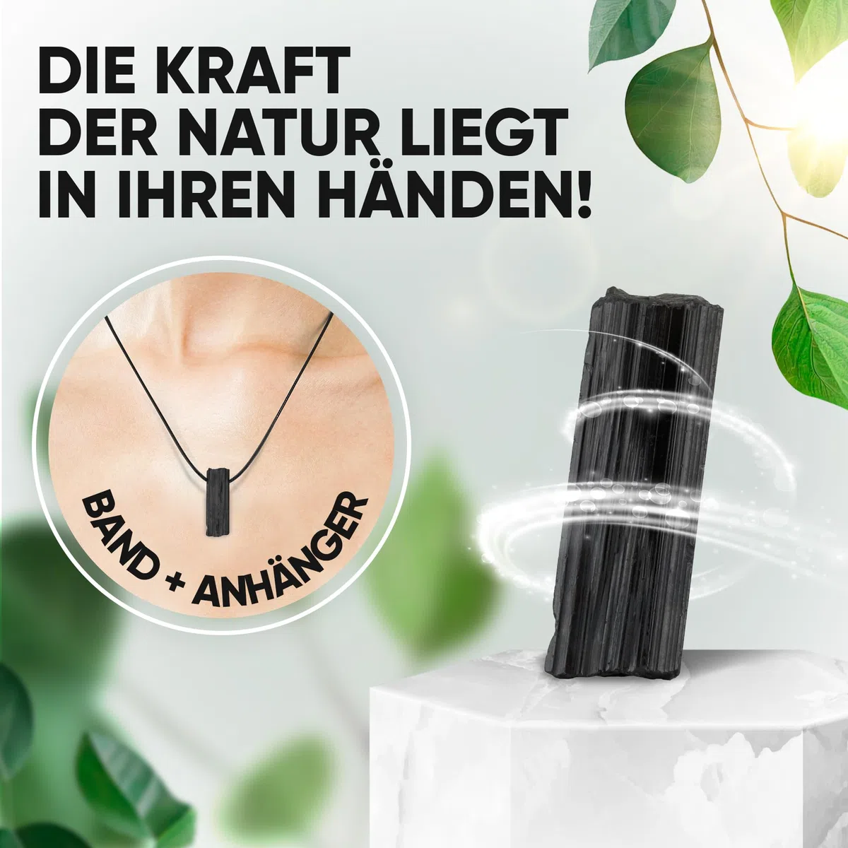 PURAJA Turmalin Anhänger roh aus echtem Edelstein | Heilstein Kette mit Rohstein Anhänger (Roh)